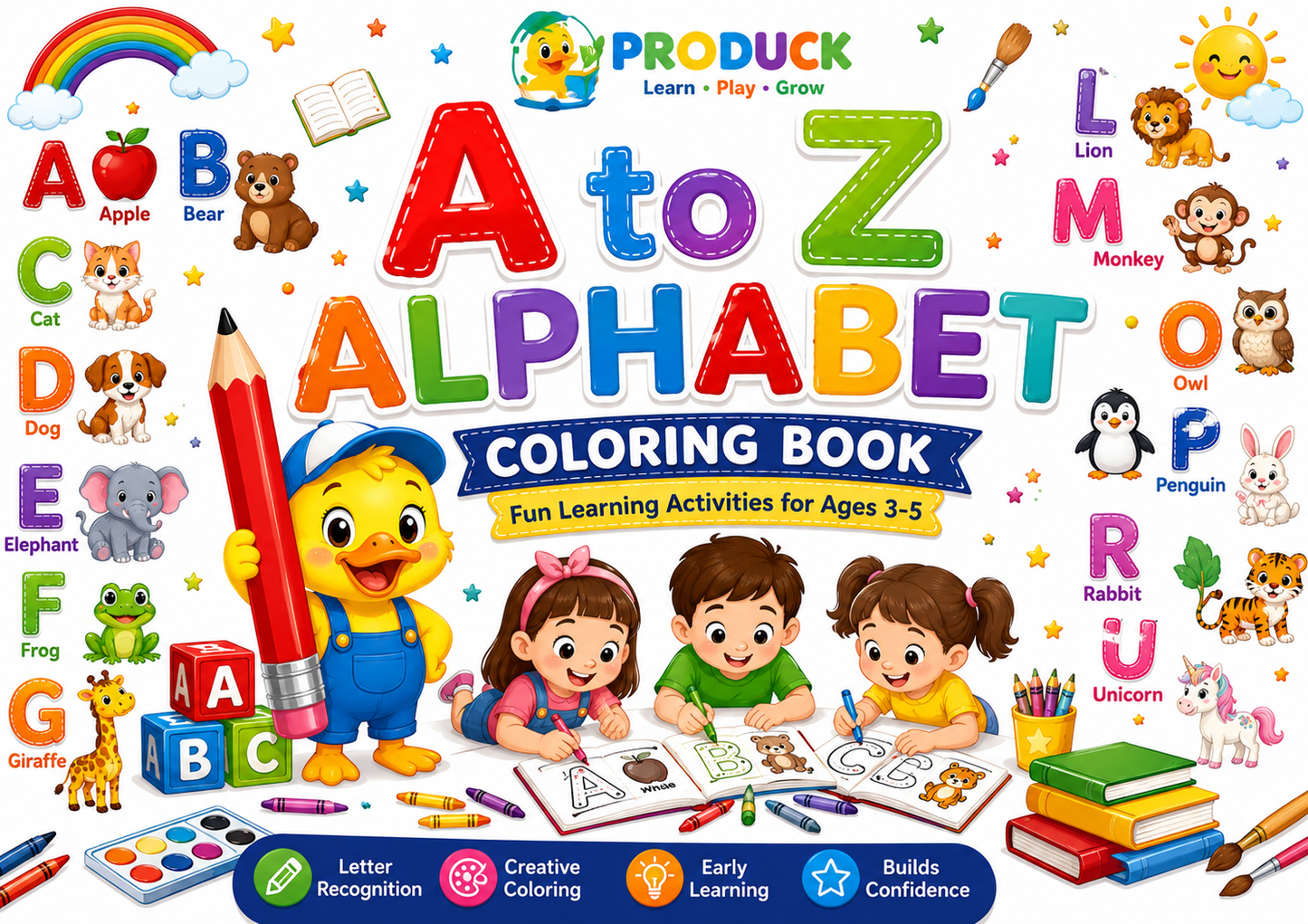 A to Z Alphabets Coloring Book 3 to 5 age